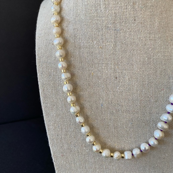 Freshwater Pearl & Gold Accent Necklace - Picture 4 of 15